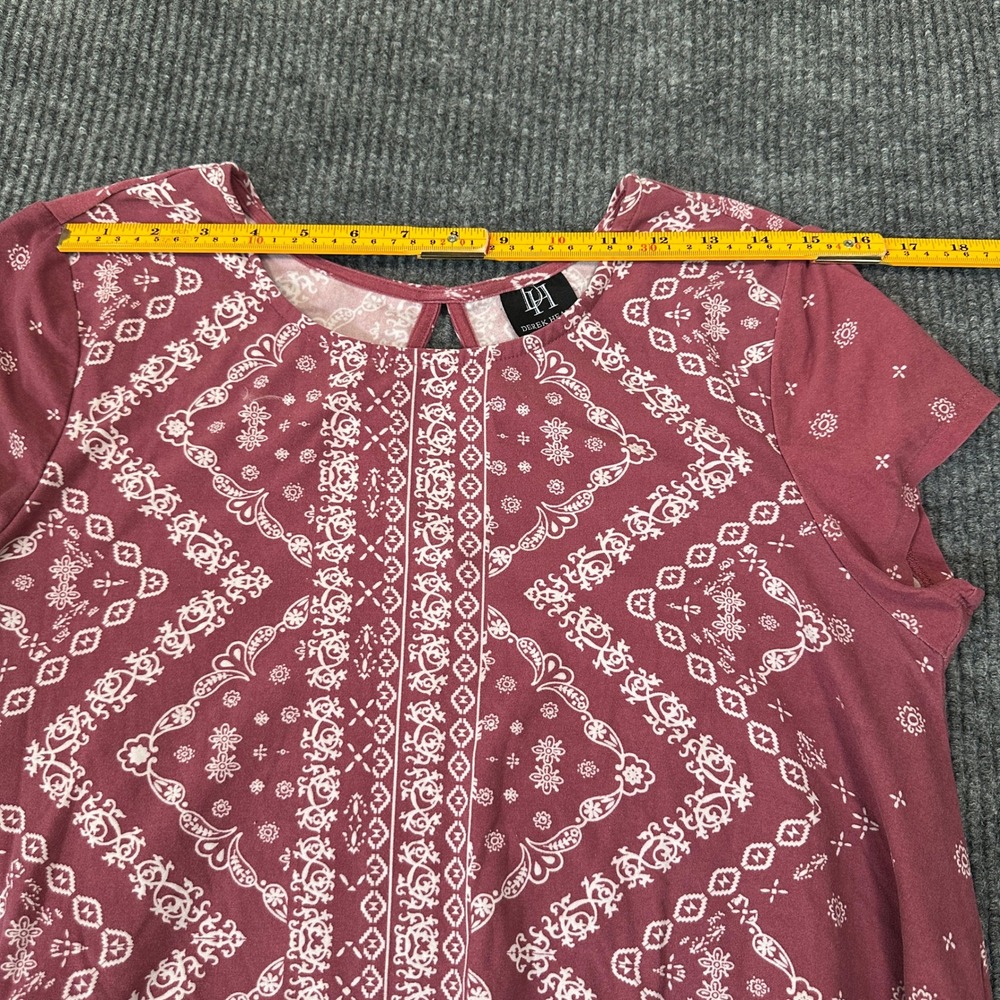Derek Heart Bandana Print Swing Dress Large Maroon Boho Jersey Knit - Picture 4 of 8